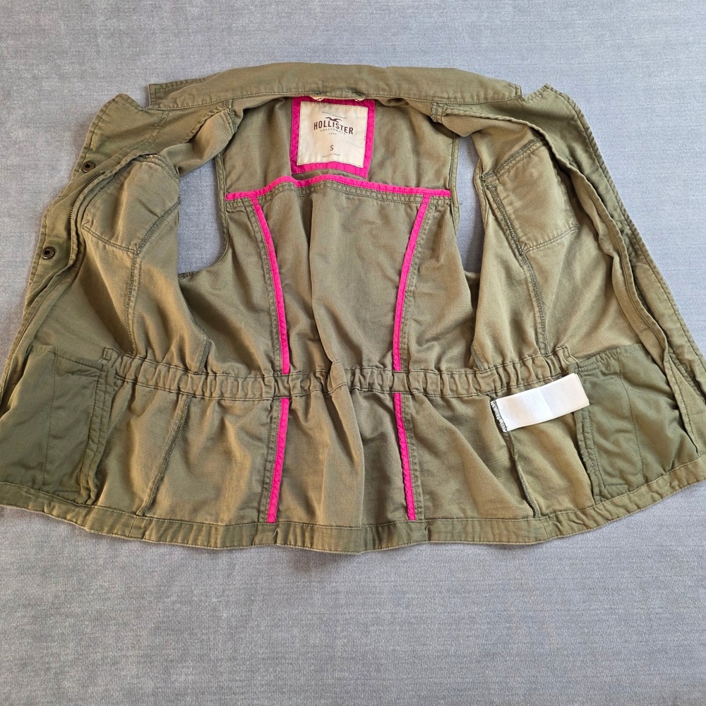 Hollister Utility Vest Womens Small Olive Green Excellent Cinched Cargo Jacket - Picture 4 of 13